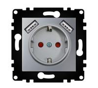 WESA - Presa Schuko da parete con ingressi USB standard UE 16 A 250 V, facile installazione con opzione a diversi modelli, non include telaio, PJ-19-G