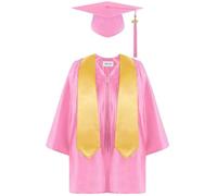 Wesaloes 4PCS Abito Da Laureato Set Toga Laurea Per Bambini, Asilo Costumi Laurea e Tocco Cappello Laurea, Costume da Laureato per Bambini Stola Set Nappe Per Studenti 2-12 Anni (3-4 Years)