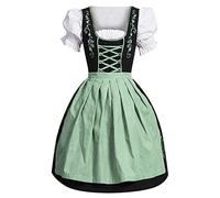 Wesaloes Dirndl Oktoberfest Donna Abito Tradizionale C_arnevale Costume Da Ragazza Birra Con Grembiule Donna Taglie Forti Donne Halloween Abito Tirolese Vestito Oktoberfest (Green, XXXL)