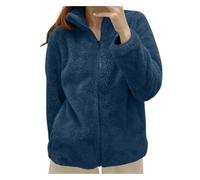Wesaloes Pile Donna Con Zip Cappotto Donna Invernale Corto Felpa Caldo Felpa Peluche Donna Senza Cappuccio Giacche con Pile Giubbotto Comode Casual Cappotto Peluche (BU1, XXL)