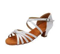 Wesaloes Scarpe da Ballo Bambina Ragazza Tango Scarpe Latine Americano Sandali da Danza per Bambine Elegante Scarpette Danza Ragazze Sandalo Ballerina Tacchi Bambina (1-White, 32)