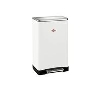 WESCO Big Double Boy Pattumiera in colore bianco opaco, lamiera d'acciaio verniciata a polvere, due inserti separati da 18 litri in plastica, pedana in acciaio inox, fissaggio per sacchetti della