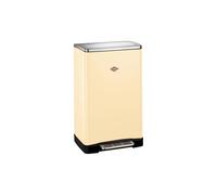 WESCO Big Double Boy Pattumiera in colore mandorla, lamiera d'acciaio verniciata a polvere, due inserti separati da 18 litri in plastica, pedana in acciaio inox, fissaggio per sacchetti della