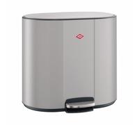 WESCO Multicollector 2 pattumiere a pedale grigio freddo opaco in lamiera di acciaio verniciato a polvere, 2 contenitori in plastica da 25 litri, pedana in metallo, pratica maniglia, filtro antiodore