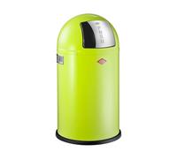 WESCO Pushboy junior, pattumiera in colore verde lime, lamiera d'acciaio verniciata a polvere, volume 22 litri, grande aletta in acciaio inox, contenitore interno estraibile