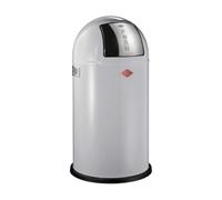 WESCO Pushboy, pattumiera di colore grigio, lamiera d'acciaio verniciata a polvere, volume 50 litri, grande pattumiera in acciaio inox, contenitore interno estraibile
