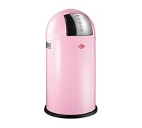 WESCO Pushboy, pattumiera di colore rosa, lamiera d'acciaio verniciata a polvere, volume 50 litri, grande pattumiera in acciaio inox, contenitore interno estraibile