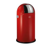 WESCO Pushboy, pattumiera di colore rosso, lamiera d'acciaio verniciata a polvere, volume 50 litri, grande pattumiera in acciaio inox, contenitore interno estraibile