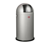 WESCO Pushboy, pattumiera in colore argento, lamiera d'acciaio verniciata a polvere, volume 50 litri, grande pattumiera in acciaio inox, contenitore interno estraibile