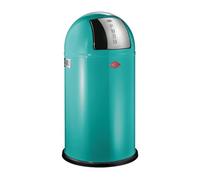 WESCO Pushboy, pattumiera in colore turchese, lamiera d'acciaio verniciata a polvere, volume 50 litri, grande pattumiera in acciaio inox, contenitore interno estraibile