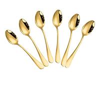 Wesdxc56 Demitasse - Cucchiaini da espresso, mini cucchiaini da caffè, in acciaio inox, per dessert, tè, set da 6 (oro)