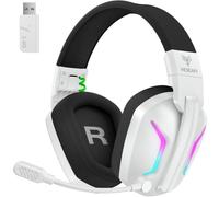WESEARY Cuffie da gioco wireless con microfono per PS5, PS4, PC, Switch, smartphone, Mac, laptop, 2,4 GHz e Bluetooth con microfono con cancellazione del rumore, batteria 50H, luce LED, suono surround