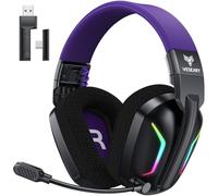 WESEARY Cuffie da gioco wireless con microfono per PS5, PS4, PC, Switch, telefono cellulare, Mac, laptop, 2,4 GHz e cuffie Bluetooth con microfono a cancellazione del rumore, batteria 60H, luce LED