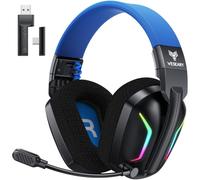 WESEARY Cuffie da gioco wireless con microfono per PS5, PS4, PC, Switch, telefono cellulare, Mac, laptop, 2,4 GHz e cuffie Bluetooth con microfono a cancellazione del rumore, batteria 60H, luce LED
