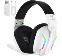 WESEARY WG1 Cuffie Gaming Wireless, 2,4 GHz Cuffie Gaming con Microfono per PS5, PS4, PC, Switch, Mac, Mobile, Cuffie per PS5 con Stereo, Cuffie Bluetooth Over Ear con Luce LED, Batteria da 50 Ore