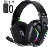 WESEARY WG1 Cuffie Gaming Wireless, 2,4 GHz Cuffie Gaming con Microfono per PS5, PS4, PC, Switch, Mac, Mobile, Cuffie per PS5 con Stereo, Cuffie Bluetooth Over Ear con Luce LED, Batteria da 50 Ore