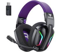 WESEARY WG1 Cuffie Gaming Wireless, 2,4 GHz Cuffie Gaming con Microfono per PS5, PS4, PC, Switch, Mac, Mobile, Cuffie per PS5 con Stereo, Cuffie Bluetooth Over Ear con Luce LED, Batteria da 50 Ore