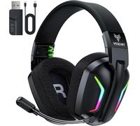 WESEARY WG1 Cuffie Gaming Wireless, 2,4 GHz Cuffie Gaming con Microfono per PS5, PS4, PC, Switch, Mac, Mobile, Cuffie per PS5 con Stereo, Cuffie Bluetooth Over Ear con Luce LED, Batteria da 50 Ore