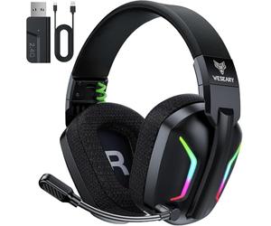 WESEARY WG1 Cuffie Gaming Wireless, 2,4 GHz Cuffie Gaming con Microfono per PS5, PS4, PC, Switch, Mac, Mobile, Cuffie per PS5 con Stereo, Cuffie Bluetooth Over Ear con Luce LED, Batteria da 50 Ore
