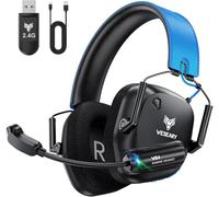 WESEARY WG4 Cuffie Gaming Wireless, 2,4 GHz Cuffie con Microfono per PS5, PS4, PC, Switch, Mac, Mobile, Stereo Cuffie Bluetooth con Luce LED, Batteria da 45 Ore