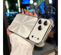 Weseecase Quad-Corner Drop-Proof CD-Texture Case Cover for iPhone 17 Pro Max, Electroplated Four-Corner Shockproof Protective Case with Full Camera Protection (White,17Pro)