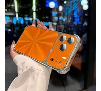 Weseecase Quad-Corner Drop-Proof CD-Texture Case Cover for iPhone 17 Pro Max, Electroplated Four-Corner Shockproof Protective Case with Full Camera Protection (Orange,15Plus)