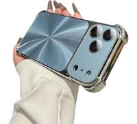 Weseecase Quad-Corner Drop-Proof CD-Texture Case for iPhone 17 Pro Max, CD-Pattern Electroplated Four-Corner Shockproof Case with Lens Protector (Blue,13pro)