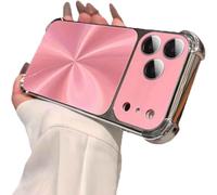 Weseecase Quad-Corner Drop-Proof CD-Texture Case for iPhone 17 Pro Max, CD-Pattern Electroplated Four-Corner Shockproof Case with Lens Protector (Pink,14)