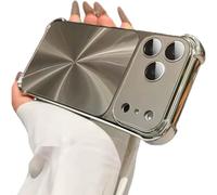 Weseecase Quad-Corner Drop-Proof CD-Texture Case for iPhone 17 Pro Max, CD-Pattern Electroplated Four-Corner Shockproof Case with Lens Protector (Gray,14promax)