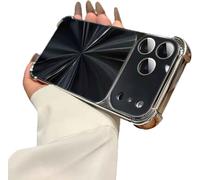 Weseecase Quad-Corner Drop-Proof CD-Texture Case for iPhone 17 Pro Max, CD-Pattern Electroplated Four-Corner Shockproof Case with Lens Protector (Black,16pro)