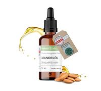wesentlich. Olio di mandorle biologico con pipetta da 50 ml, spremuto a freddo e puro al 100%, olio per la cura della pelle, dei capelli e del viso, cosmetici naturali per pelli sensibili