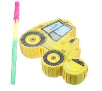 WESIEVYA 1set Pinata Escavatore Giallo per Compleanni e Feste Gioco Divertente con Bastone da Colpire Decorazione per Eventi e Raduni Familiari Adatto e Celebrazioni con Caramelle e