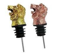 WESIEVYA 2 pezzi Tappi Versatori per Vino Forma di Testa di Leone Tappi Bottiglia Decorativi in Rosa Dorato e Oro Accessori per Feste e Uso Domestico