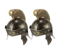 WESIEVYA 2pezzi Elmo da Soldato Romano in Plastico Oro, Casco Medievale Unico e Confortevole per Costume da Centurione, Accessorio per Feste e Cosplay