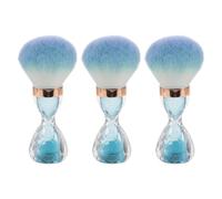 WESIEVYA 3 pennelli per cipria - Pennello per la pulizia di precisione e la rimozione della polvere per nail art - Pennello cosmetico a clessidra per fondotinta, fard e bronzer, blu