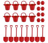 WESIEVYA 8 set di secchielli per mini caserma dei pompieri, mini casco da cantiere, pala in plastica per modellismo ferroviario, kit casco da ingegnere