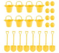 WESIEVYA 8 set di secchiello per mini caserma dei pompieri, mini casco da cantiere, pala in plastica per modellismo ferroviario, kit casco da ingegnere giallo