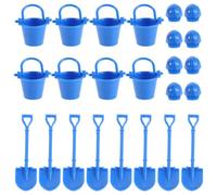 WESIEVYA 8 set di secchiello per mini caserma dei pompieri, mini casco da cantiere, pala in plastica per modellismo ferroviario, kit casco da ingegnere blu