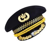 WESIEVYA Cappello Uniforme Aviatore in Durevole con Visiera per Feste e Cosplay Cappello Capitano Compatto Nero Adatto per Uso Quotidiano e Rappresentazioni