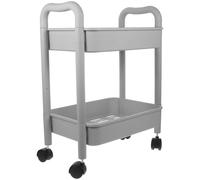 WESIEVYA Carrello Mobile Salvaspazio Ruote per Cucina e Ufficio, Scaffale Doppio in Pp Multiuso Design a Livelli e Aspetto Semplice e Moderno