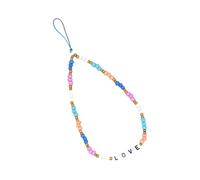 WESIEVYA Cinturino per Cellulare Perline Colorate e Lettere Love, Decorativo e Facile da Installare, Realizzato in Vetro e Measle, per Accessori Elettronici Colore Casuale