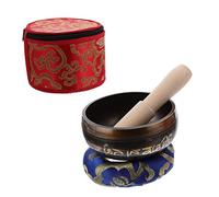 WESIEVYA Ciotole Tibetane Sonore Fatte Mano Kit per Meditazione e Yoga con Cuscino e Bacchette Ciotole Tibetane per Risonanza e Relax in Casa Colore Casuale