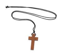 WESIEVYA Collana con ciondolo a croce in legno: gioiello con crocifisso in legno - collana rustica per credenti fedeli e celebrazioni religiose