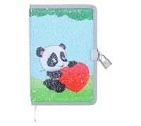 WESIEVYA Diario Panda con Lucchetto e Chiave - Quaderno segreto reversibile con paillettes, formato A5, a righe, per ragazze, bambini e adulti, ideale come bomboniera per feste di compleanno.