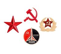 WESIEVYA Distintivi Sovietici a Stella a Cinque Punte, 4 Spille in Lega Finitura Lucente e Resistente, per Abbigliamento Casual e Collezioni Retrò Colore Casuale