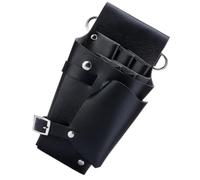 WESIEVYA Marsupio per Parrucchieri in Cuoio Nero Grande Capacità per Forbici da Taglio, Design Semplice e Funzione Anti-incidente per Professionisti del Hairdressing