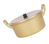 WESIEVYA Pentola per Ramen Coreana in Alluminio Oro Coperchio, per Cucinare Ramen e Uova, Piccola e Portatile per Cucina Domestica