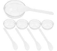 WESIEVYA Set 10 Pezzi Ciotole di Vetro Trasparente Spessore Aumentato per Miscelare Maschere Viso Cucchiai Chiari, Ciotole Spa per Oli Essenziali e Uso Estetico Professionale e Domestico