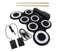 WESIEVYA Set Di Batteria Elettrica Portatile Per Esercizi Ricarica Usb Tamburo in Silicone Strumento Musicale Nera