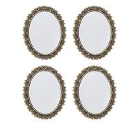 WESIEVYA Specchio ovale vintage per casa delle bambole, 4 pezzi: specchio con cornice in miniatura, mobili antichi - Decorazione per casa delle bambole e accessori per giochi di finzione